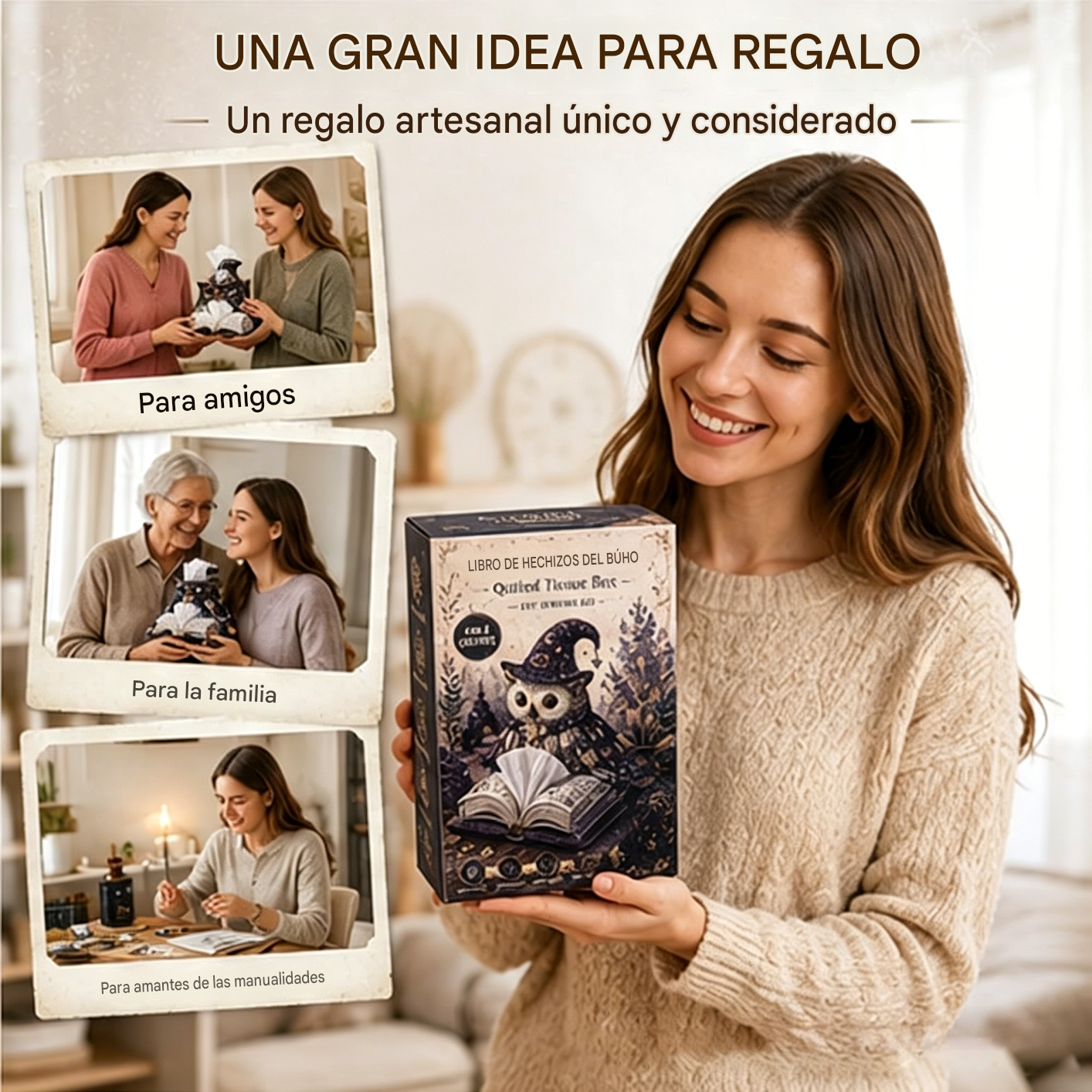 Kit de costura para hacer una caja de pañuelos acolchada con forma de búho