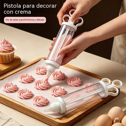 🎂 ¡50% de descuento! 🧁 Set de pistolas para decorar pasteles: 6 boquillas de acero inoxidable, fáciles de usar ✨