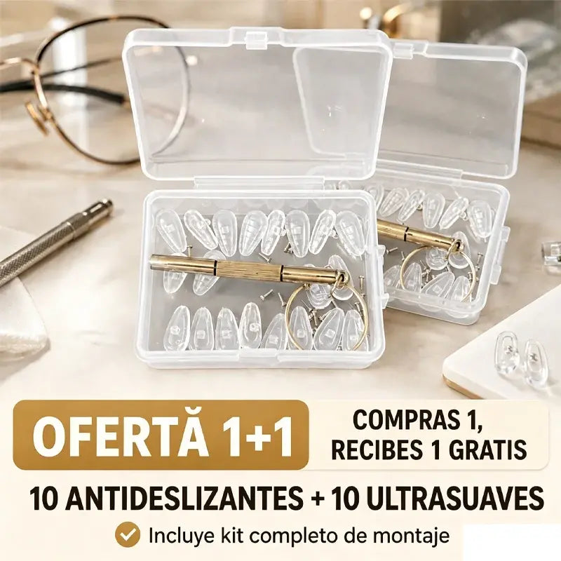 【20 piezas + kit completo de herramientas】Almohadillas nasales de silicona ultrasuaves con airbag para gafas