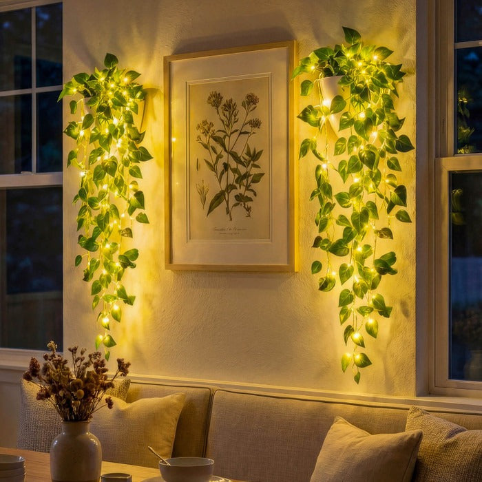 💡💡Luces LED verdes con forma de vid para la decoración del hogar.
