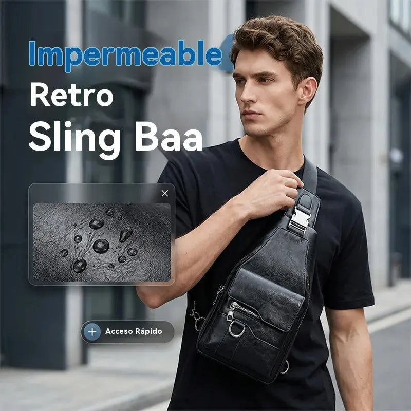 🎒 ¡50% de descuento por tiempo limitado! 🧳 Bolso de hombro/pecho retro impermeable de piel sintética para hombre – Impermeable