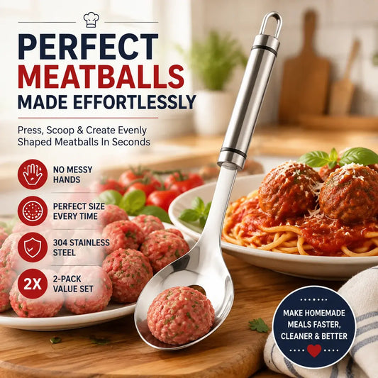 🍖 【2 kosa】Kalup za mesne kroglice iz nerjavečega jekla 304 – Idealen za izdelavo mesnih in ribjih mesnih kroglic, kot nalašč za domačo kuhinjo 🥄