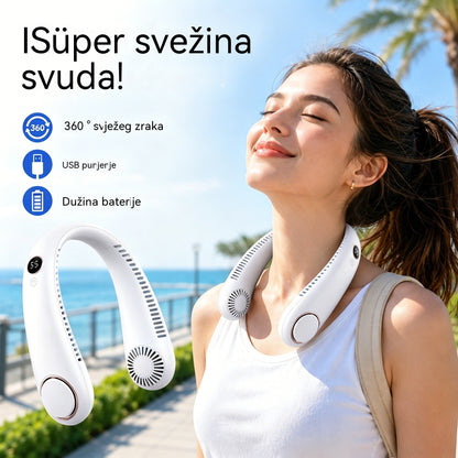 💨 Ventilator za hlađenje koji se nosi oko vrata – izuzetno tih, prijenosan, s rotacijom od 360° – idealan izbor za ljeto 🌞