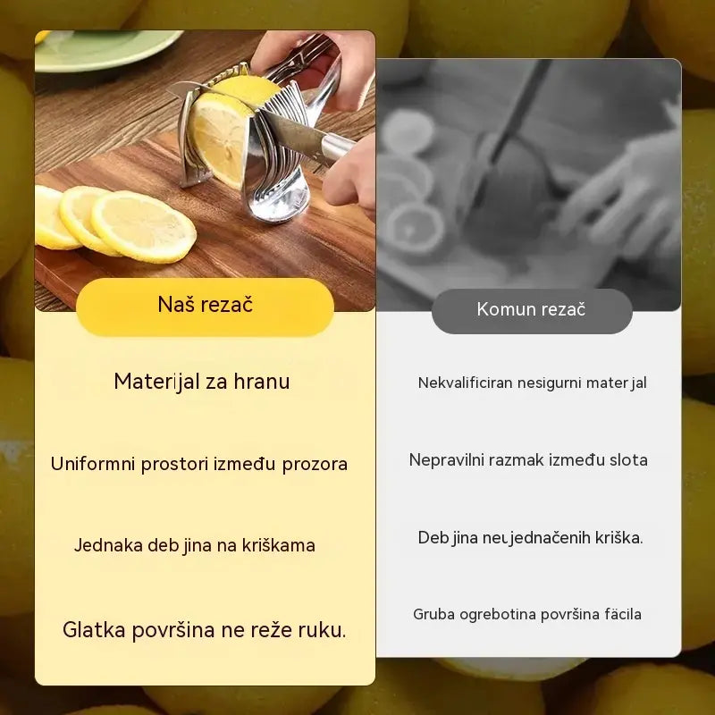 🍅 Ručni kuhinjski rezač od nehrđajućeg čelika | Lako i ravnomjerno reže rajčice, limune, luk i ostale sastojke.