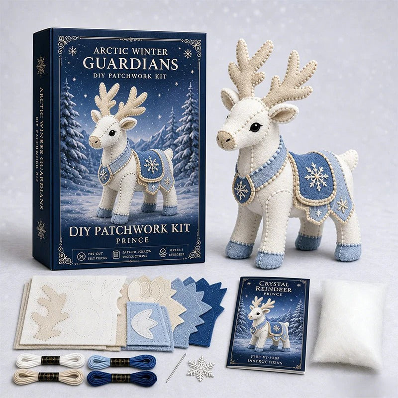 🐉Kit de patchwork de fieltro para crear un dragón de hielo: Set de costura para el guardián del invierno ártico
