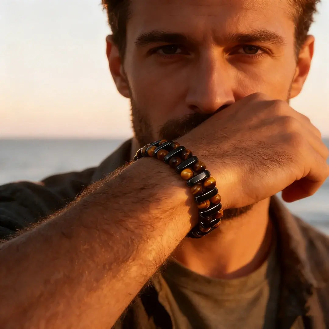 🌟🌟Pulsera de moda para hombre con ojo de tigre natural