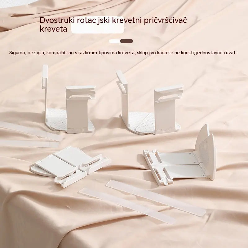 Set od 4 komada – 25 € – Hvataljke za plahte: kopče koje ne klize, nevidljive su i ne zahtijevaju igle; pričvršćuju ravne plahte i plahte s gumicom na uglovima te sprječavaju njihovo pomicanje.