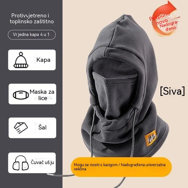 ❄️ Potpuno termalna kapa s flis podstavom koja grije do -20 stupnjeva Celzija. ⛷️ Idealna za skijanje, vožnju motociklom i aktivnosti na otvorenom.