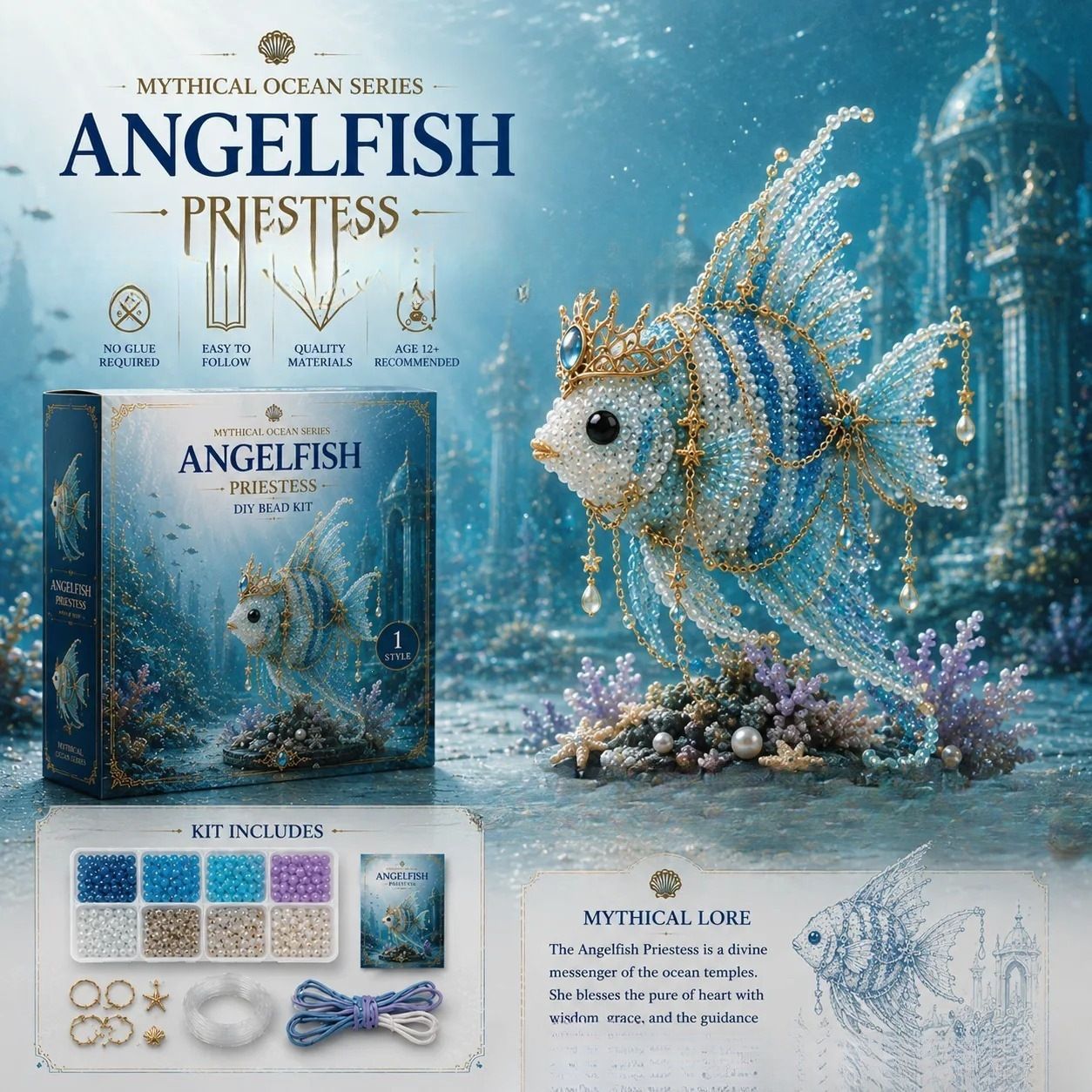 🌊🌊Mitológiai óceán témájú, saját kezűleg összeállítható gyöngykészlet