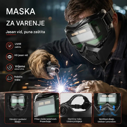 🔥😎Potpuno automatska maska za zavarivanje s promjenjivom svjetlošću i zaštitnom maskom za zavarivače