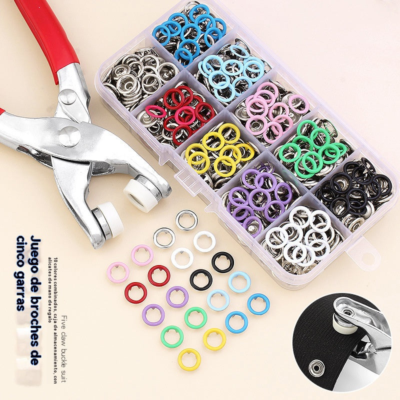 【100 pares de botones + alicates】Nuevo kit de instalación de botones sin costuras multifuncional