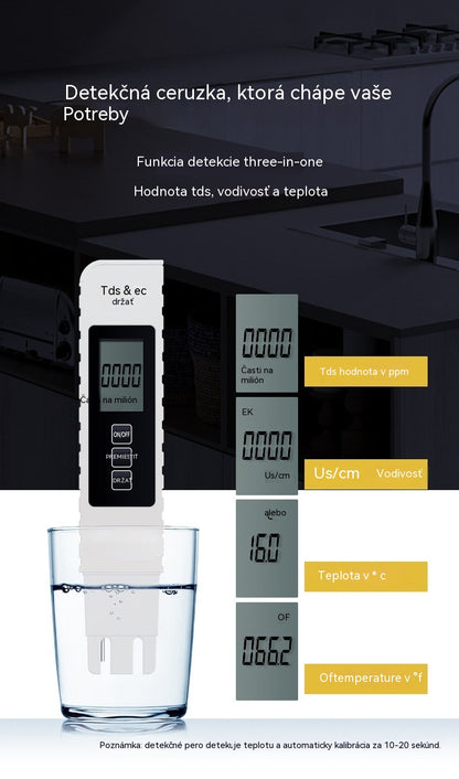 2 kusy 21 €💧Kúpte 1, získajte 1 zadarmo🔍 Digitálny vodomer TDS 3 v 1 – Skontrolujte kvalitu vody za pár sekúnd ✨