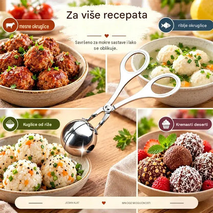 2 komada za 22 € 🍝 Oblikujte okruglice bez ljepljivih ruku – Kliješta za okruglice od nehrđajućeg čelika | Čelik tipa 304 (siguran za hranu), premaz protiv prianjanja