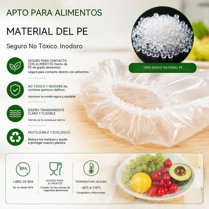 🛡️ 200 pieces of food-grade PE plastic wrap 🍽️ Suitable for bowls, plates and containers of various sizes