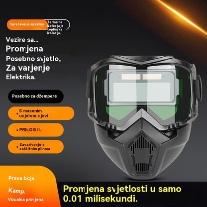 🔥😎Potpuno automatska maska za zavarivanje s promjenjivom svjetlošću i zaštitnom maskom za zavarivače