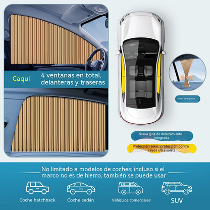 [Juego de 4 piezas] Cortina parasol con riel deslizante para ventanilla de coche y aislamiento térmico
