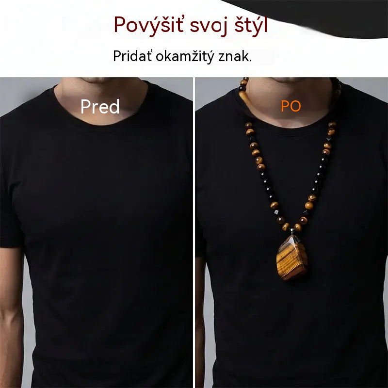 🐯🔥 Časovo obmedzená ponuka: zľava 52 %! Pánsky náhrdelník z prírodných korálok z tigrieho oka: Ručne tkaná šnúrka, hladko leštené korálky, ktoré podčiarknu váš jedinečný štýl ✨