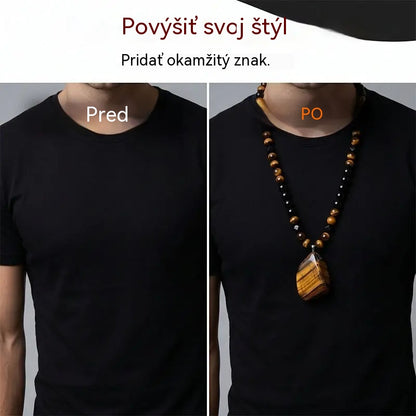 🐯🔥 Časovo obmedzená ponuka: zľava 52 %! Pánsky náhrdelník z prírodných korálok z tigrieho oka: Ručne tkaná šnúrka, hladko leštené korálky, ktoré podčiarknu váš jedinečný štýl ✨