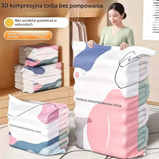 🧳【Zestaw 5 sztuk 】🔥Duże worki próżniowe do przechowywania: wzmocnione, szczelne i odporne na wilgoć; nie wymagają pompy; wyposażone w wygodny zawór typu twist-lock💨