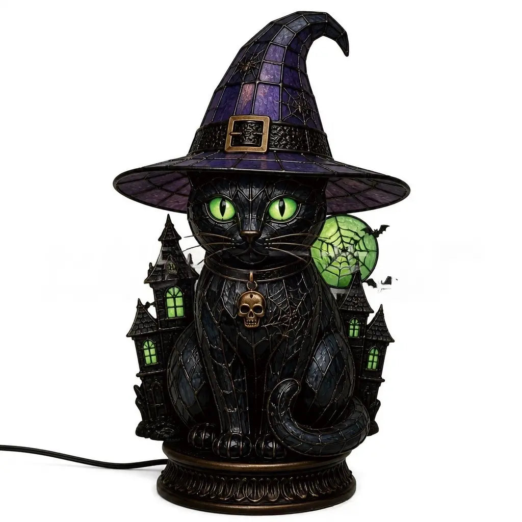🧙‍♀️✨Lampa s čarodejníckym klobúkom, živicová dekorácia, dekorácia na stôl, stolová lampa