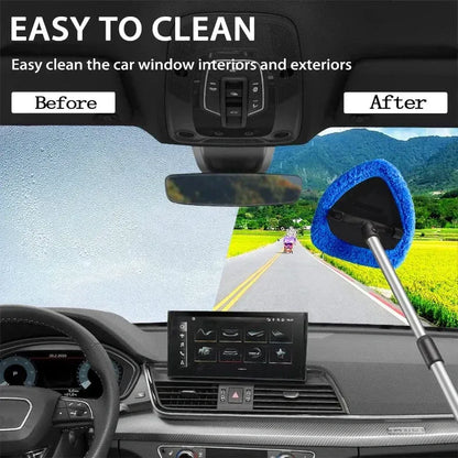 🎁【2 piezas de plástico triangulares + 8 fundas de tela】Kit de limpieza de parabrisas de coche - extensible y giratorio 180°