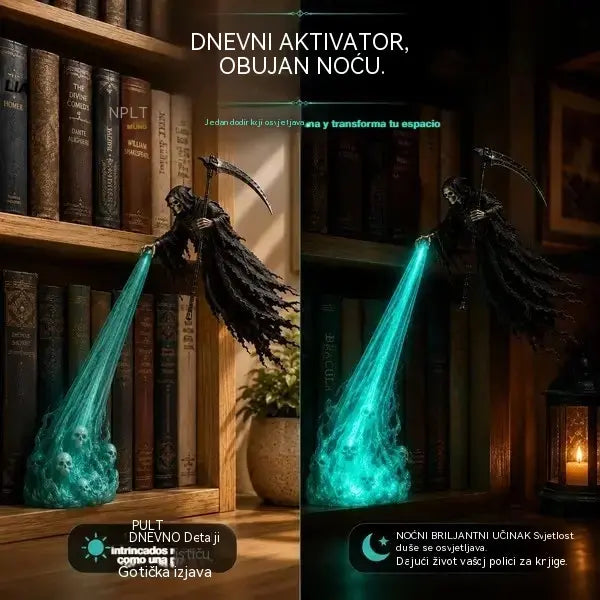 🎃🔥 3D Dekorativno LED svjetlo s anđelom | Dekoracija za policu s maštovitim osvjetljenjem