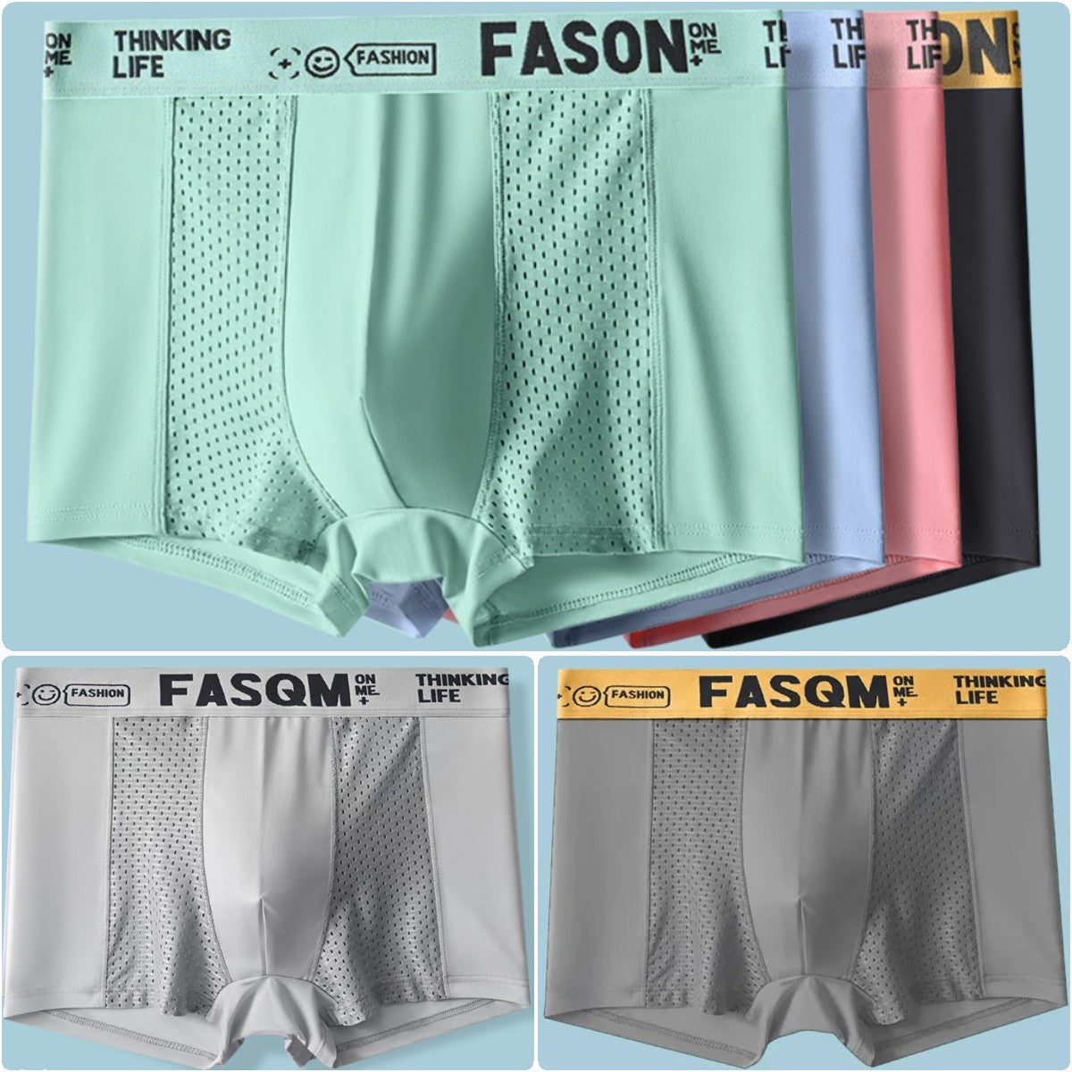 💥👍【Compre 6 y obtenga 6 gratis】Calzoncillos bóxer de malla transpirable de seda helada para hombre