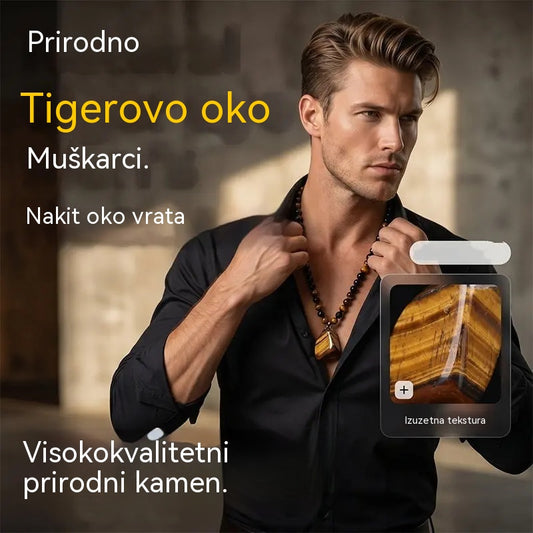 🐯🔥 Ponuda ograničenog trajanja: 52% popusta! Muška ogrlica od prirodnih perli tigrovog oka: Ručno tkana vrpca, glatko polirane perle, ističu vaš jedinstveni stil ✨