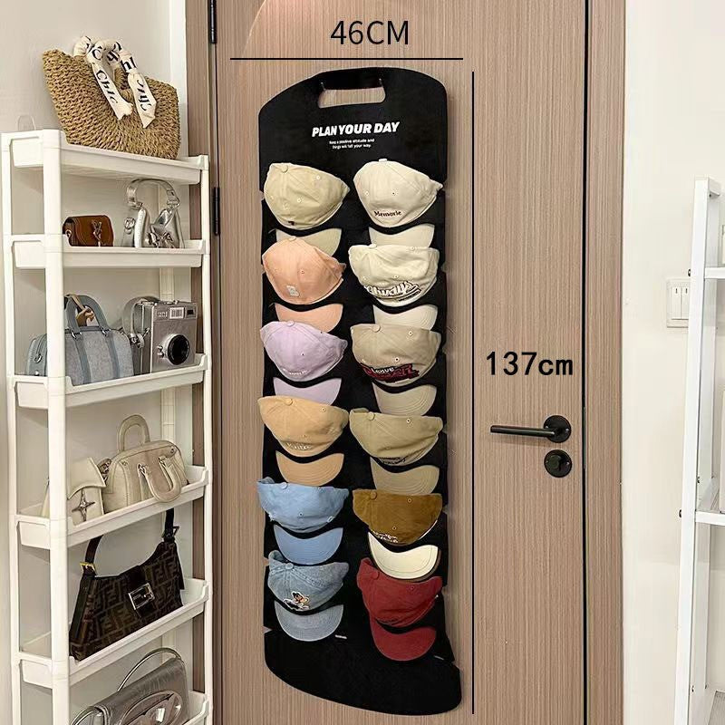 🔥🧢 50 % zľava! 🎩 Zavesný vešiak s 12 vreckami: udrží klobúky v tvare a zabráni ich pokrčeniu. Šetrí miesto a dá sa ľahko zavesiť. 🏠✨