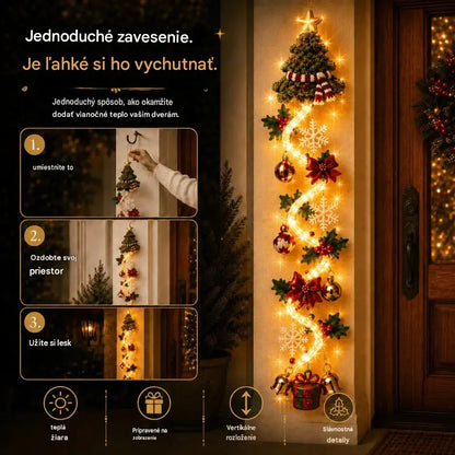 🎄 Vianočné svietiace dekorácie na dvere MerryCascade | 6 slávnostných dizajnov, teplé svetlo, 3D detaily a priestorovo úsporný vertikálny dizajn ✨