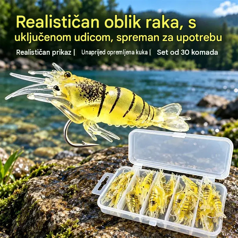⏰ Ponuda u pola cijene – samo na ograničeno vrijeme ✨ Bionička mekana varalica u obliku kozice | Iznimno realistična, prirodnog kretanja; otporna na kidanje i izdržljiva; pogodna za ribolov u slatkoj i slanoj vodi 🎣