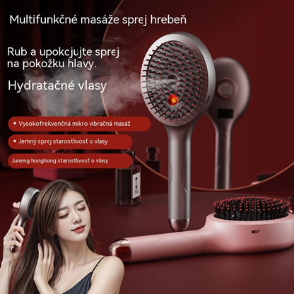 💆‍♀️Tento masážní hřeben s funkcí rozprašování dokáže uvolnit pokožku hlavy, je vhodný pro styling a domácí péči o vlasy a má také vibrační masážní funkci.