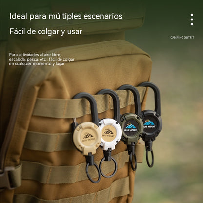 🏆Llavero con mosquetón plegable🎣 – cordón de acero de 65 cm, soporte para identificación resistente, accesorio EDC ligero, adecuado para llaves, identificación y actividades al aire libre.