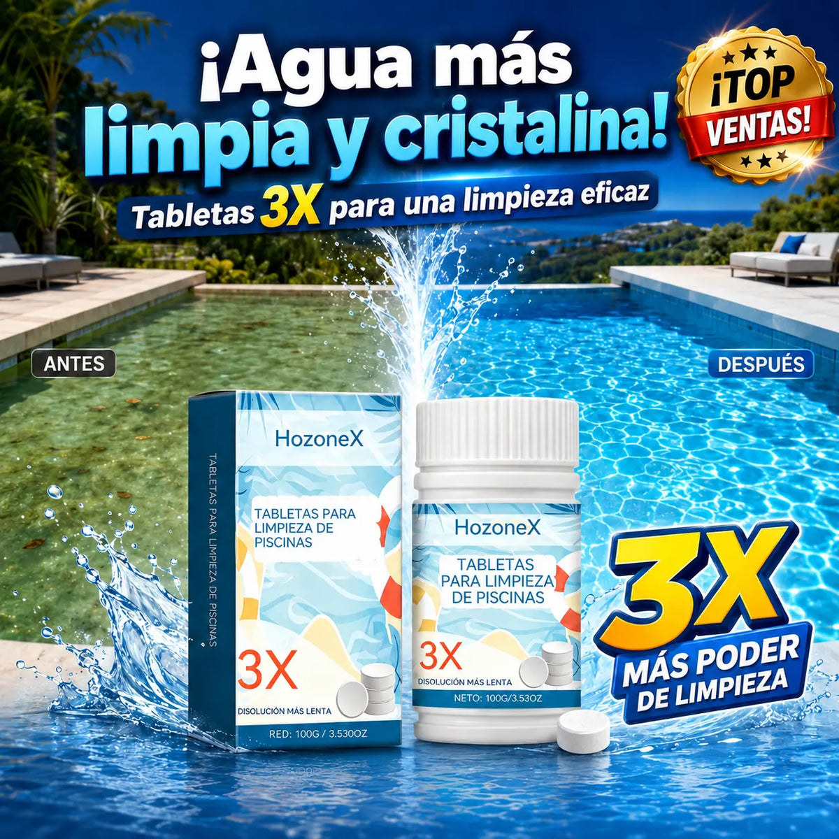 🔥【Compre 1 y obtenga 1 gratis】🏊‍♀️💧Tabletas de limpieza para piscinas para un agua clara y cristalina.