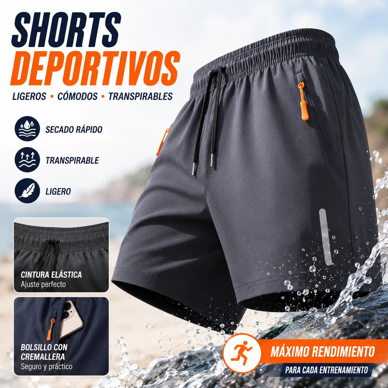 【30%OFF】👖😎【Juego de 3 piezas】【M-8XL】Shorts elásticos de secado rápido para hombre