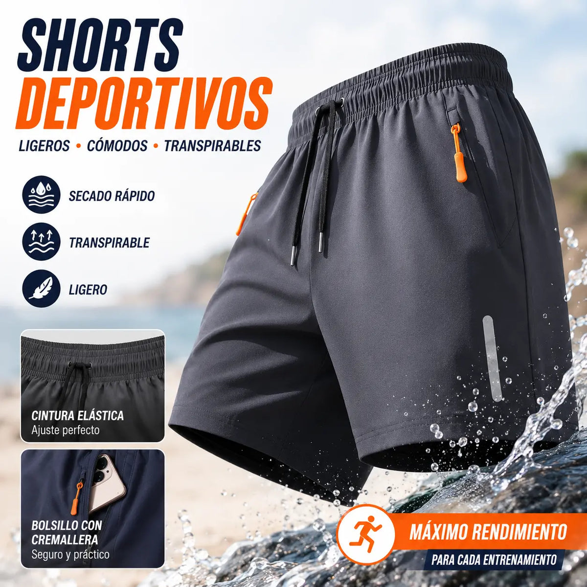 【30%OFF】👖😎【Juego de 3 piezas】【M-8XL】Shorts elásticos de secado rápido para hombre