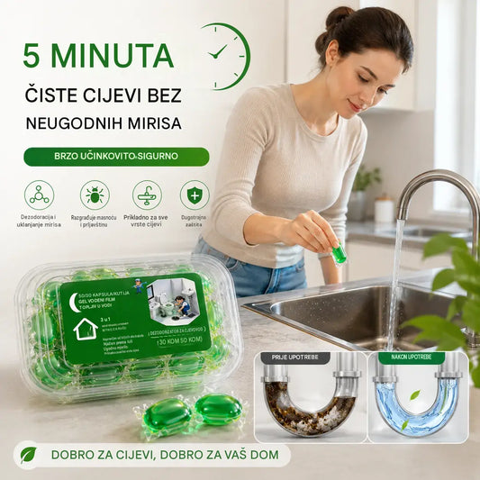2 pakiranja (100 tableta) 👍Kapsule topljive u vodi za uklanjanje neugodnih mirisa iz odvoda - savršeno rješenje za sprječavanje širenja mirisa u kupaonicama i kuhinjama.