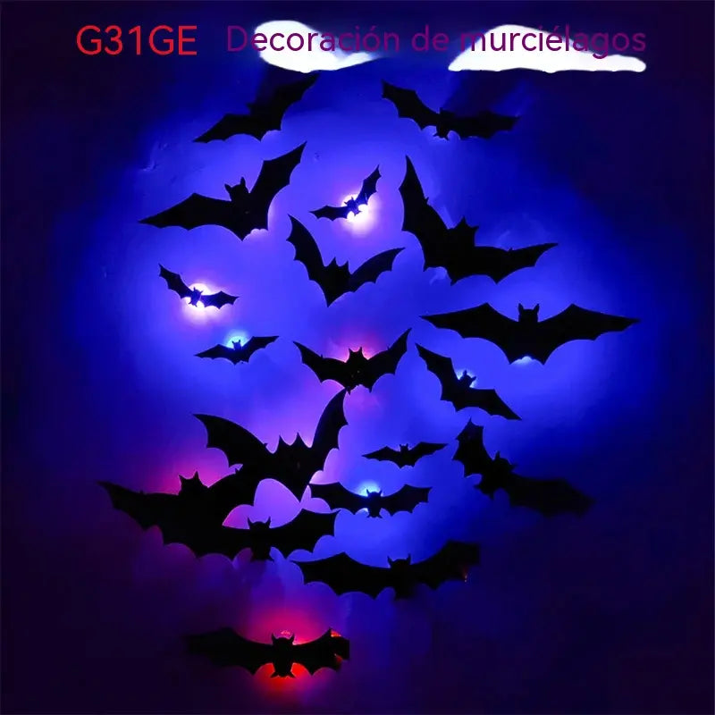 [12 luces LED para murciélagos] 26 euros🚨🚨Fiesta de Halloween con arañas y murciélagos en 3D y luces LED intermitentes.
