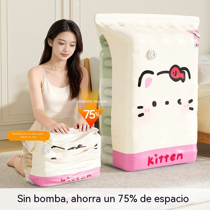 🧳【Juego de 5 piezas】💨 Bolsa de almacenamiento al vacío grande y compresible: no requiere bomba, es a prueba de fugas e ideal para ahorrar espacio en maletas y en casa ✈️