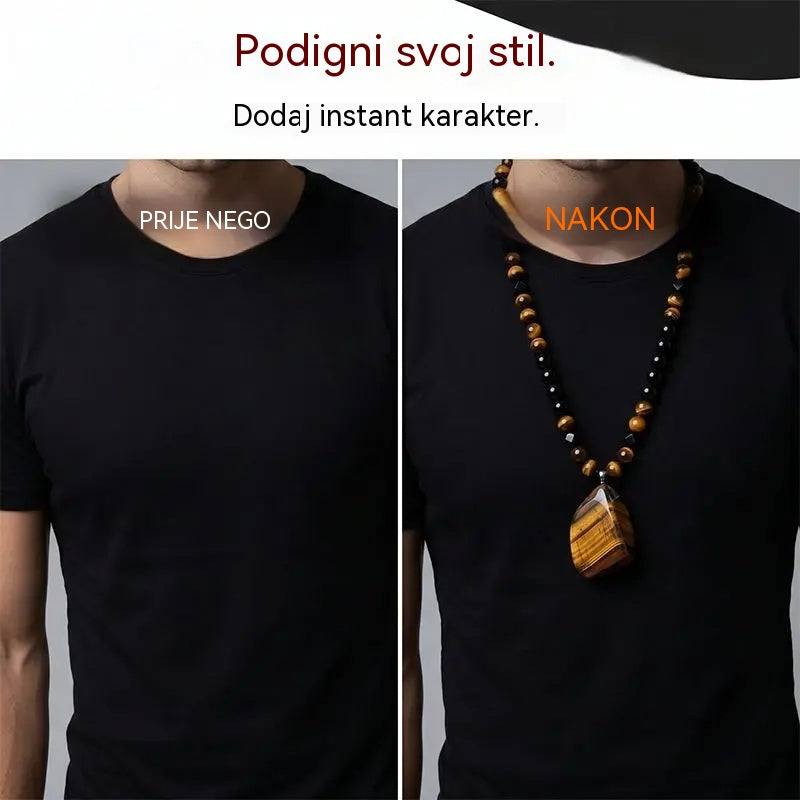 🐯🔥 Ponuda ograničenog trajanja: 52% popusta! Muška ogrlica od prirodnih perli tigrovog oka: Ručno tkana vrpca, glatko polirane perle, ističu vaš jedinstveni stil ✨