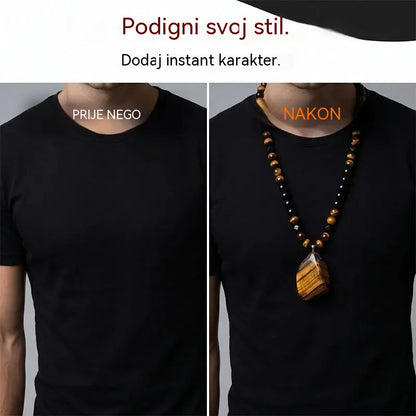 🐯🔥 Ponuda ograničenog trajanja: 52% popusta! Muška ogrlica od prirodnih perli tigrovog oka: Ručno tkana vrpca, glatko polirane perle, ističu vaš jedinstveni stil ✨