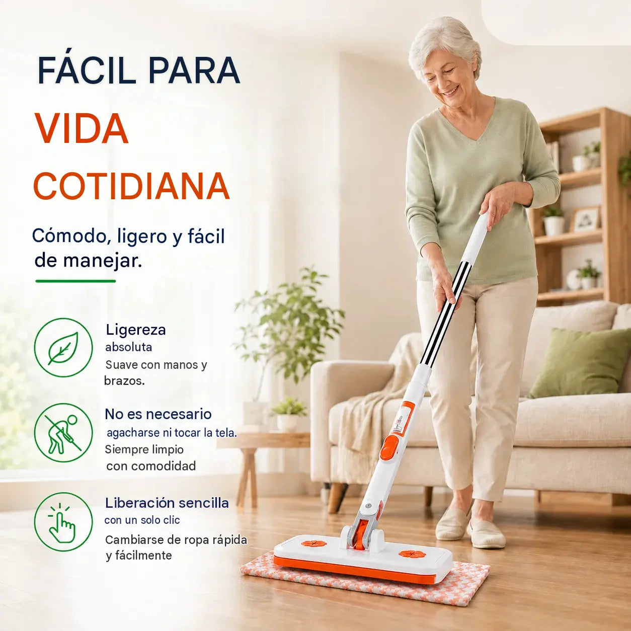 🧹✨ Fregona plana multiusos con clip: ¡limpieza manos libres, flexible y práctica! 💪🔄