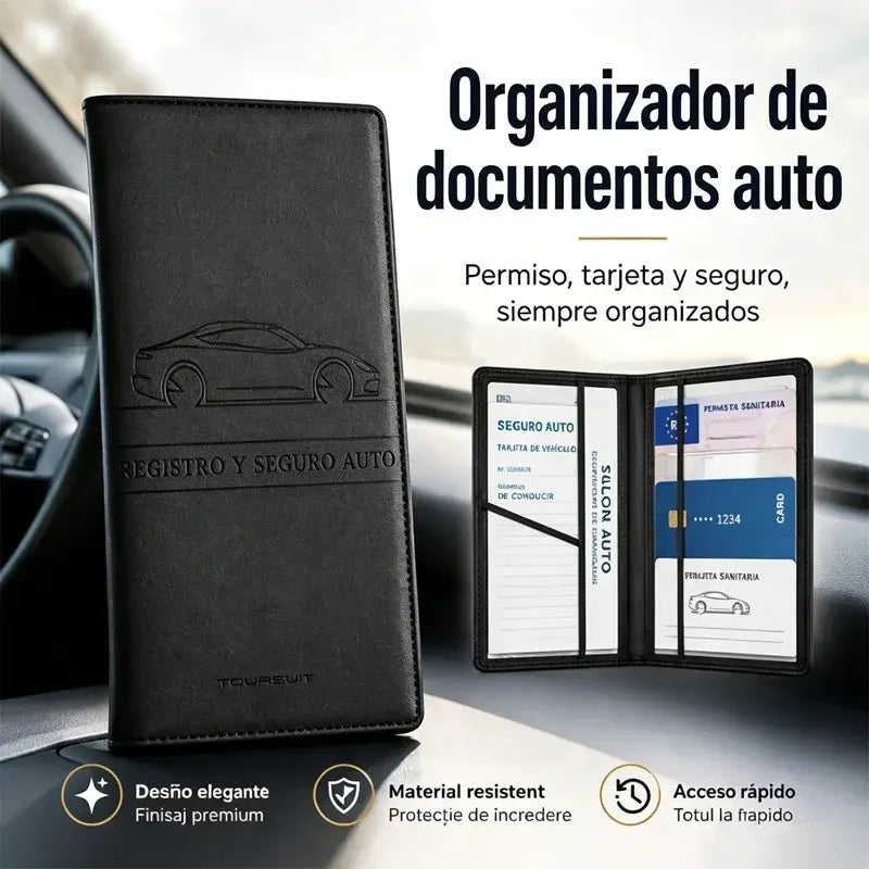 Portatarjetas de conducir multifuncional de cuero