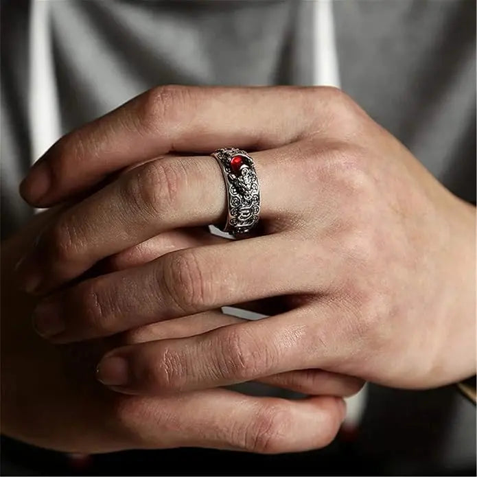 🔥🔥【Compra 1 y llévate 1 gratis】2 artículos 24€💖Anillo de plata 999, estilo retro unisex con amuleto de la suerte Pixiu, fuerte y de moda.