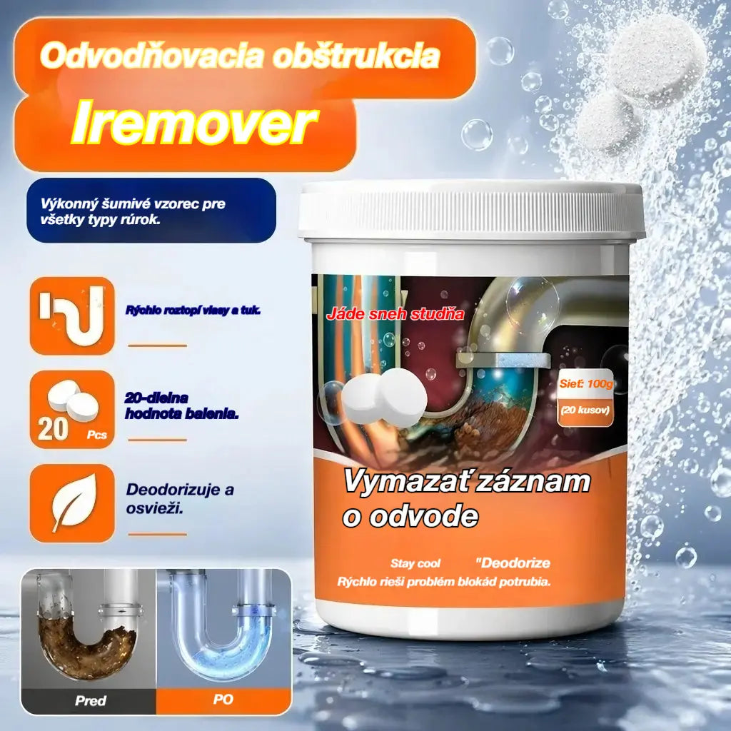 🔥50% ZĽAVA 【2 za 22 eur】❤️ Výkonné šumivé čistiace tablety, ktoré rýchlo rozpúšťajú upchatie spôsobené mastnými vlasmi, uvoľňujú upchaté odtoky; sú tiež dezodoračné a antibakteriálne.