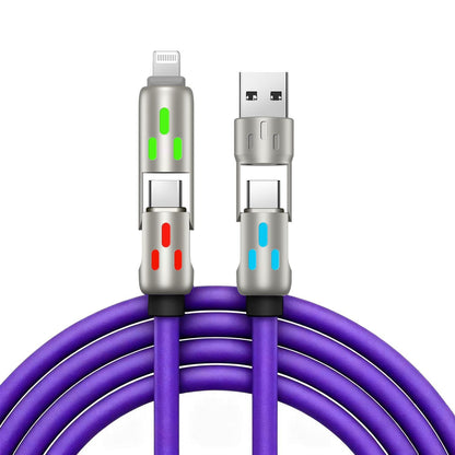🔥 【2 kusy za 560 Kč】 🔥 (délka 2 metry) 4v1 kabel PD 240 W – rychlé nabíjení USB‑C, Lightning a USB‑A, hliník a silikon, synchronizace dat ⚡📱