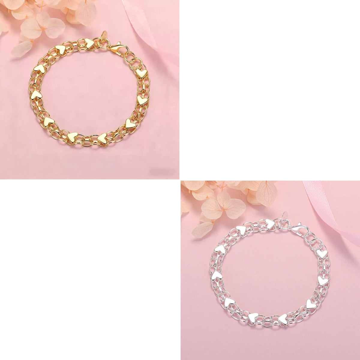 📢📢 ¡50% de descuento! ⏰ Pulsera con colgante en forma de corazón de doble cadena: elegancia discreta, se puede usar sola o combinada con otras joyas 🌸