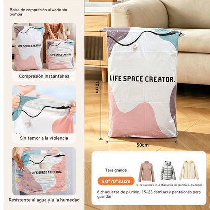 🧳【5 artículos por 28 €】💨 Bolsa de almacenamiento al vacío grande y compresible: no requiere bomba, es a prueba de fugas e ideal para ahorrar espacio en maletas y en casa ✈️