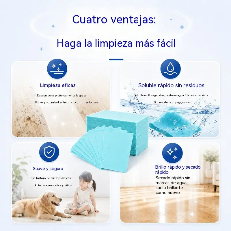 💦🏡【3 unidades, 90 pastillas en total】Toallitas limpiadoras de suelos solubles en agua