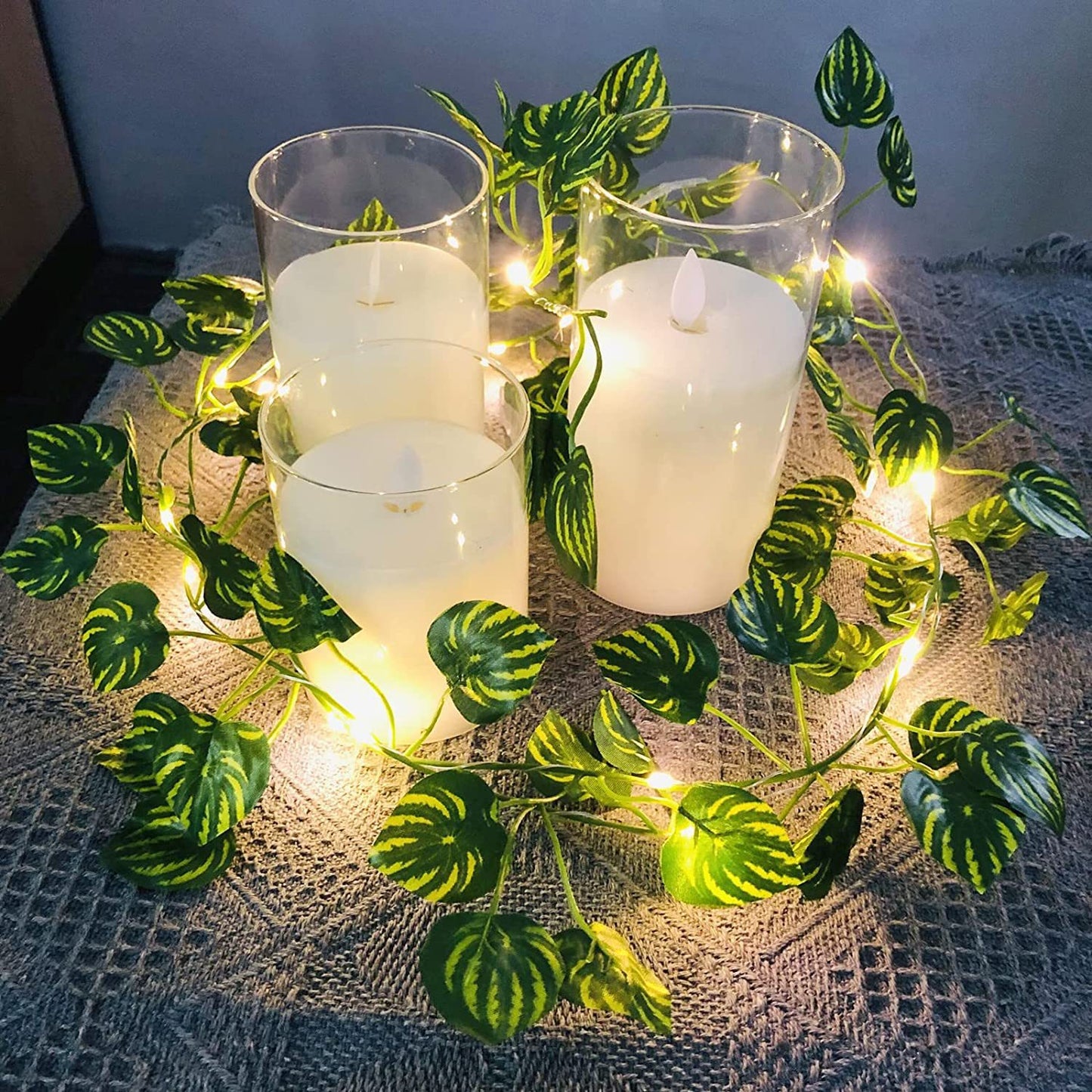 💡💡Luces LED verdes con forma de vid para la decoración del hogar.